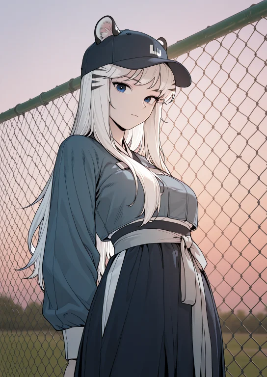 1girl, Solo, Looking At Viewer, Adjusting A Baseball Cap, Le...