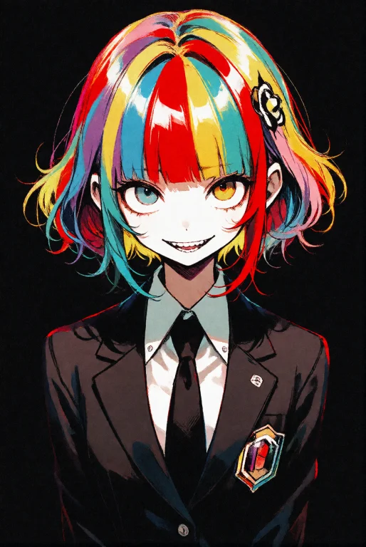 Decodaal, A Digital Art Of A Girl With Colorful Hair And A S...