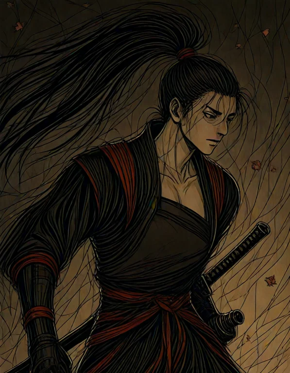 A Mature Seinen Anime Style Illustration With Detailed Linew...