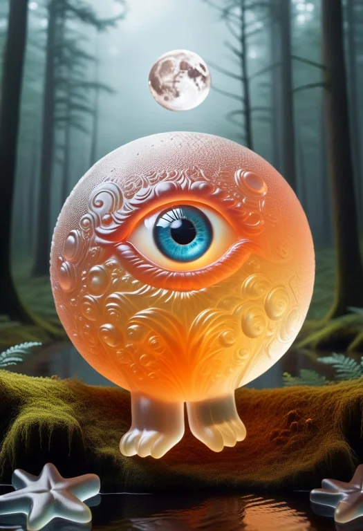 Gummymorph, A Giant Moon With A Mysterious Eye Floating Abov...