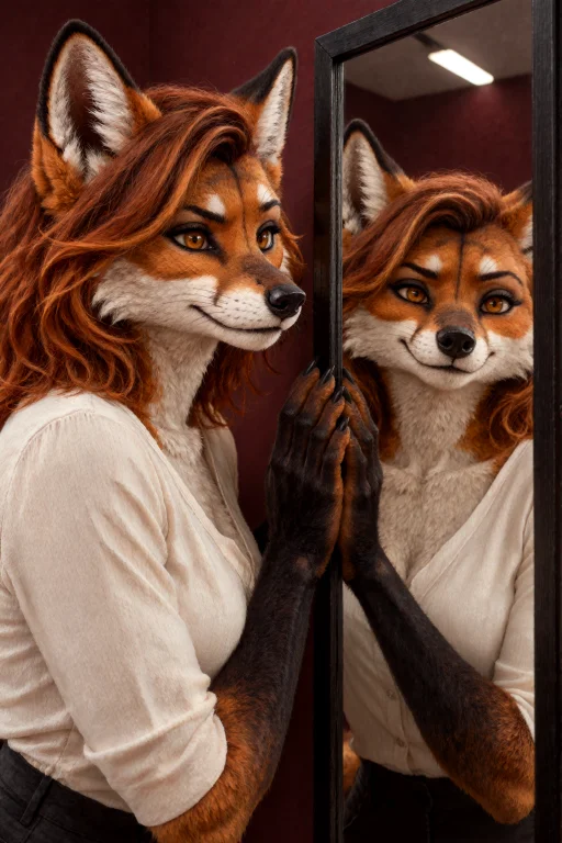 A Cinematic Painted Portrait Of Vesper, An Adult Orange Anth...