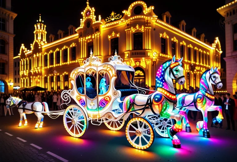 Led, Colorful Led Lights Horse-drawn Carriage