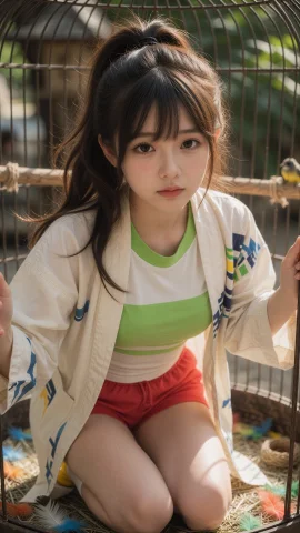 Chihiro,tkknsfw — Stable Diffusion AI Prompt: 千寻(Chihiro),维多利亚式鸟舍午后时光，一位二十岁的年轻韩国少女身姿纤瘦轻盈，身高...