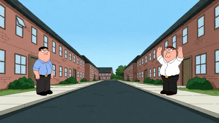 Fmlygyssn16, Two Men Stand On Opposite Sidewalks Across A Qu...