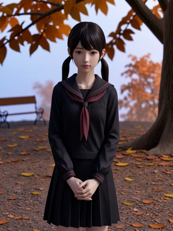 This High-quality 3d Anime-style Image Features A Slim Schoo...