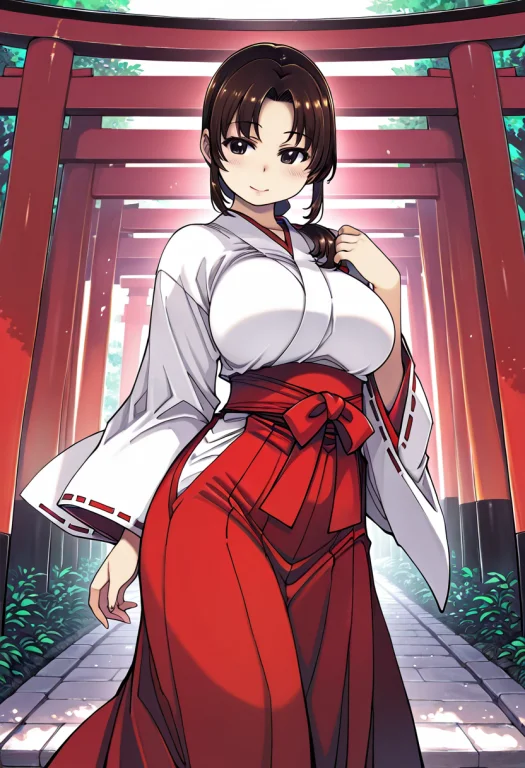 Xration, 1girl, Solo, Brown Hair, Black Eyes, Low Ponytail,...