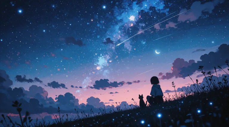 Nature, Zidiusart, Anime Dusk Sky, Vast Starfield And Milky...