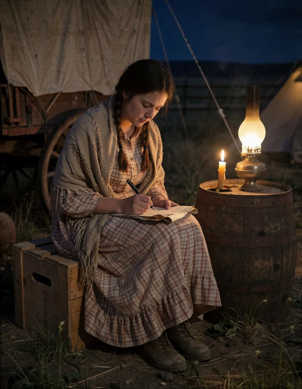 A Raw And Dust Covered Depiction Illustrating A Woman Writin...