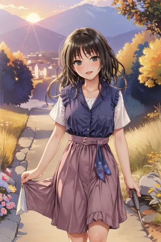 1girl, Lora40010v1.00.8, Landscape Of A North Macedonia, Hap... — Stable Diffusion AI Prompt: 1girl, , landscape of a North Macedonia, Happy, at Dusk, designed by Edward Seag...