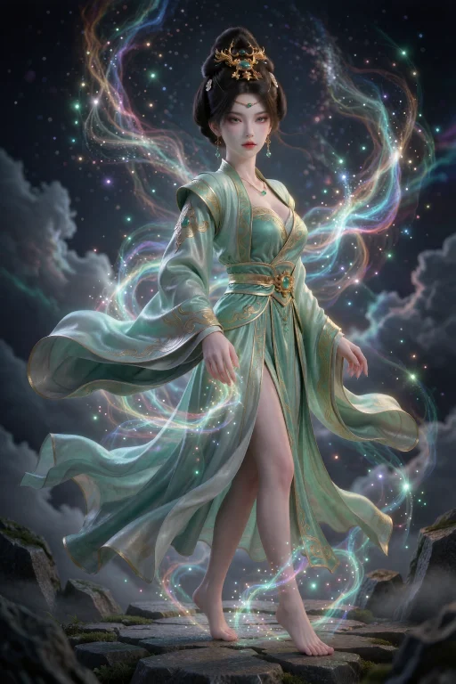 8kcg Sandaoshan,1girl,blue Eyes,black Hair,earrings,hair Orn...