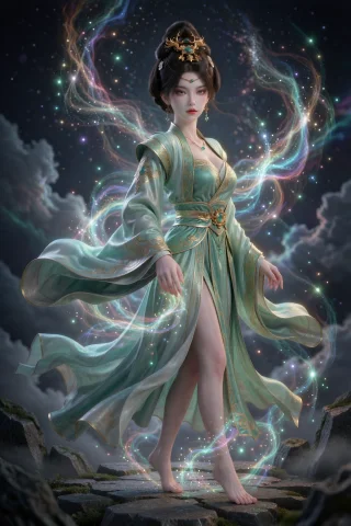 8kcg Sandaoshan,1girl,blue Eyes,black Hair,earrings,hair Orn... — Stable Diffusion AI Prompt: 写实摄影，8K超高清，电影级CG渲染，精致写实五官，细腻皮肤纹理，毛孔质感，发丝根根...