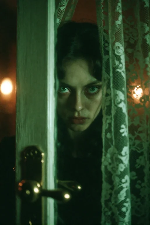A Close Up, Cinematic Shot With A Green Color Grade, Showing...
