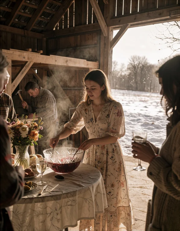 A Luminous, Painterly Scene Unfolds Within A Rustic Barn Con...