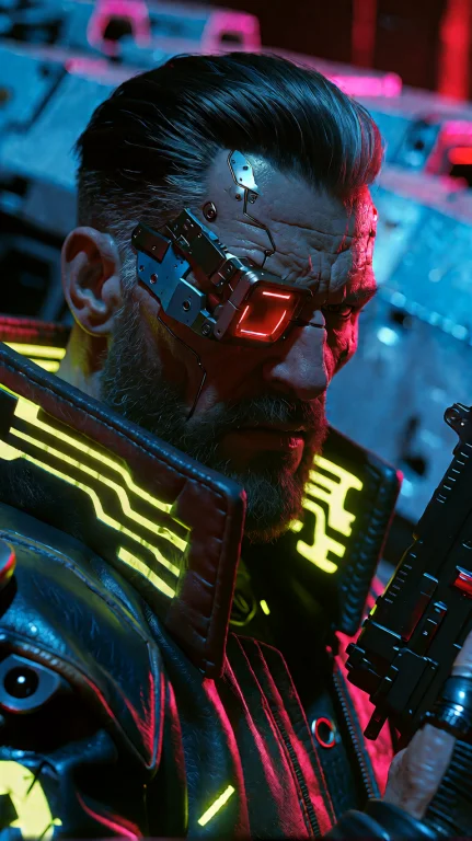 Tight Close-up, Three-quarter Angle On A Rugged Middle-aged...