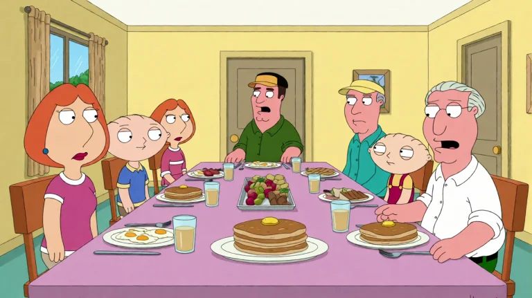 Fmlygyssn22, A Family Gathers Around A Long Dining Table Lad...