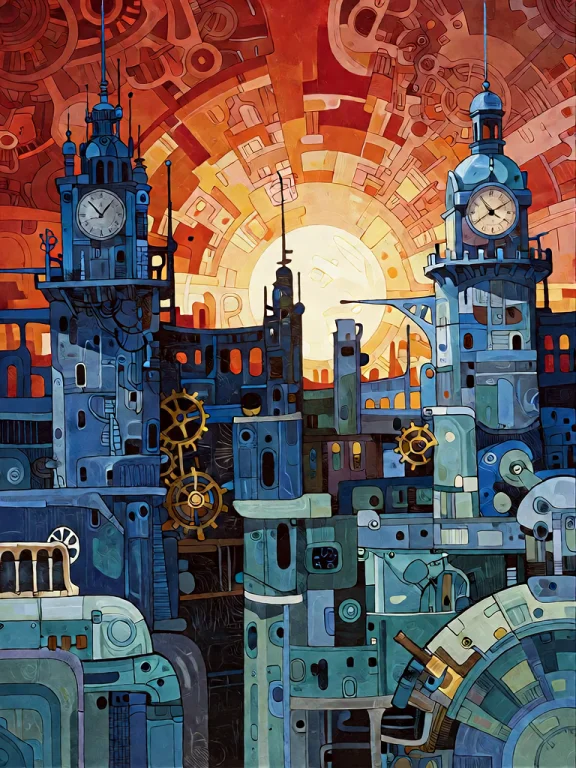 Bradhamel Art Style. A Towering, Intricate Cityscape Rendere...
