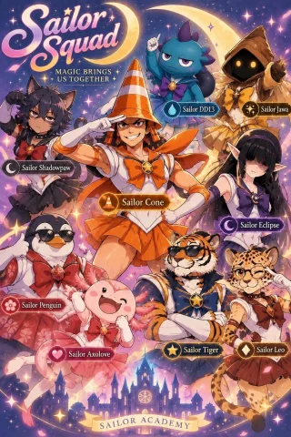 Change Sailor Void To Sailor Jawa And Change Sailor Axo To S... — Stable Diffusion AI Prompt: change sailor void to sailor jawa and change sailor axo to sailor DD13 and looki...