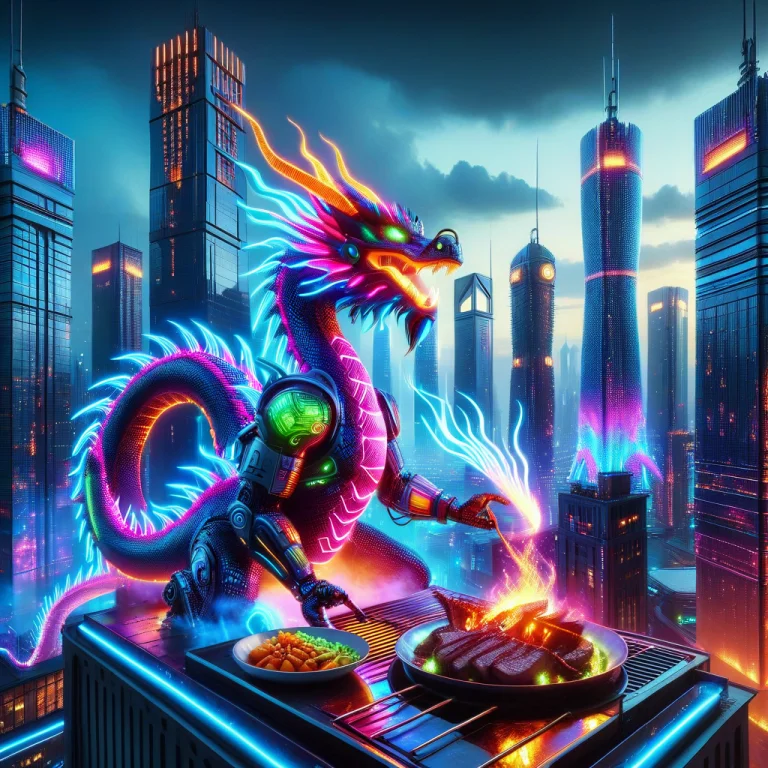 Led, Colorful Led Lights, An Enormous Futuristic Barbecue Pa...