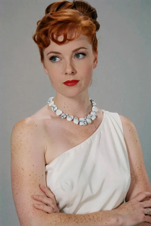 Portrait Upper Body, Looking To The Side With Her Arms Cross...