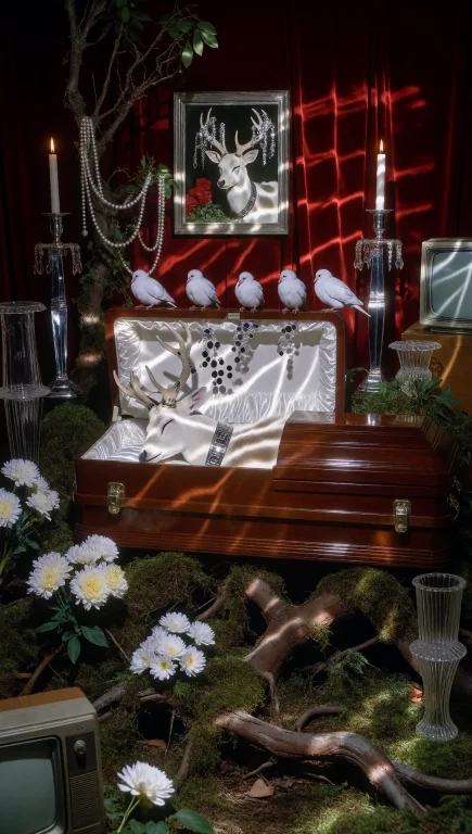 Dclumnefct. Wide Photograph Of An Impossible Indoor Funeral...