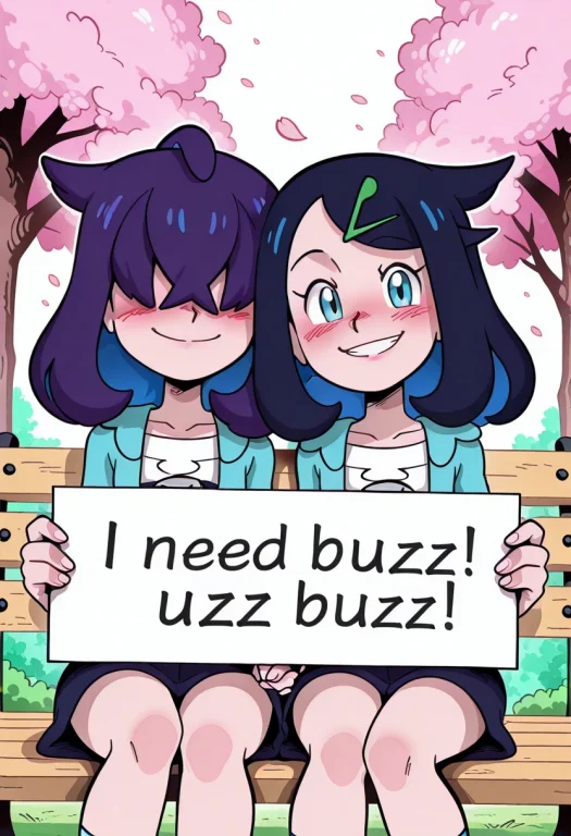 4brandonjs4, Needbuzz, Holding Sign, 2girls, Liko Pokemon, B...