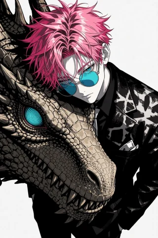 A High-contrast, Edgy Anime-style Illustration Of A Boy With... — Stable Diffusion AI Prompt: A high-contrast, edgy anime-style illustration of a boy with messy spiky pink ha...