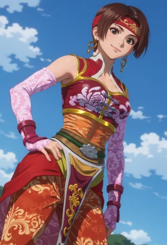 Loradw3remaster0.8, Dw3shoukou, Brown Hair, Short Hair, Jewe... — Stable Diffusion AI Prompt: , DW3shoukou, brown hair, short hair, jewelry, headband, earrings, detached slee...
