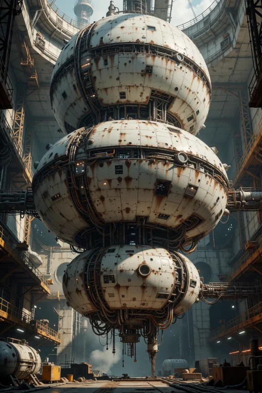 A Colossal White Space Station Hangs Suspended In A Cavernou...