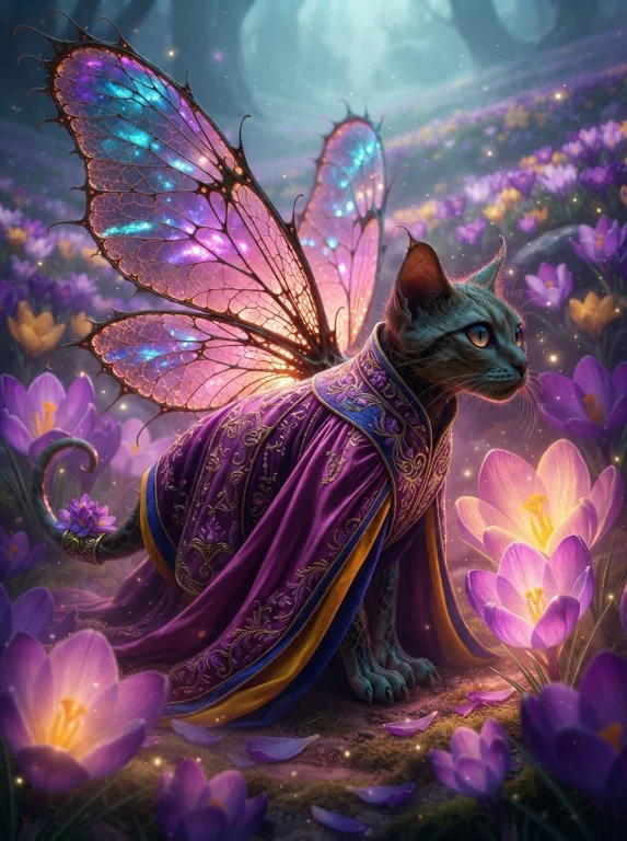 Fantasy Concept Art. Crocus Blossom Fairy, Massive Crocus Bl...
