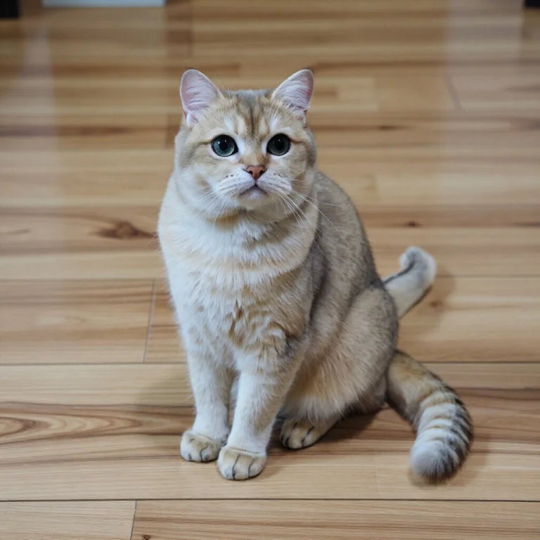 Zimzcat, Full Body Photo Of A Cat Sitting On A Wooden Floor,...