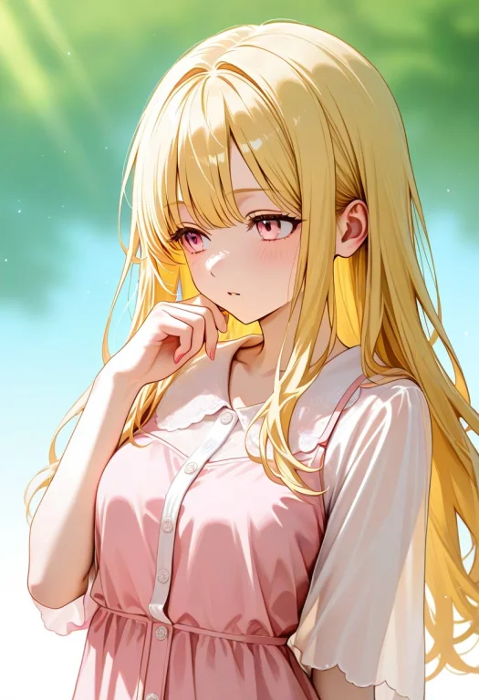 Girls Pink Dress, Blonde