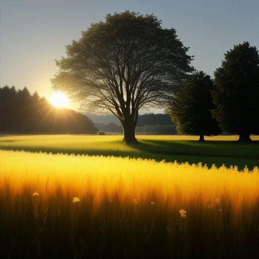 , Field, Sun,tree, Shiny,