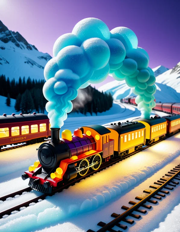 9. A Gigantic Steam Locomotive Charging Through A Snowy Alpi...
