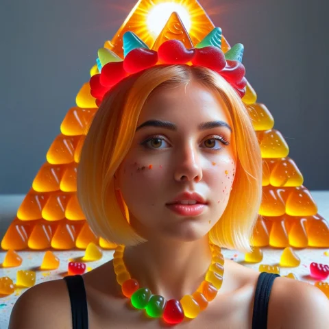 Gummymorph, Masterpiece, Gritty, Golden Skin, 1girl, Woman,... — SDXL AI Prompt: gummymorph, masterpiece, gritty, golden skin, 1girl, woman, artistic contemplati...