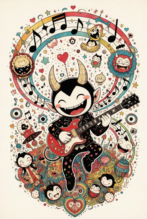 Decodaal, A Smiling Demon Plays An Electric Guitar At The Ce...
