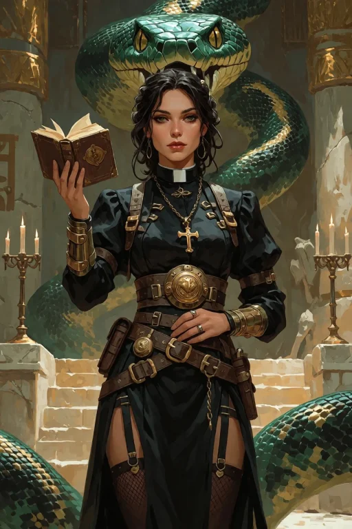 Priest Woman, Steampunk Outfit, One Woman, Detailed Backgrou...