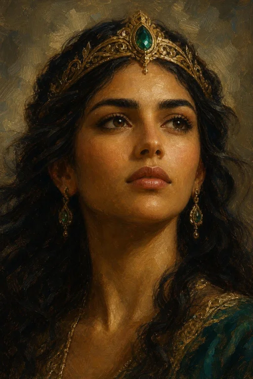 A Close-up Portrait Of A Regal Young Woman With Strong, Symm...