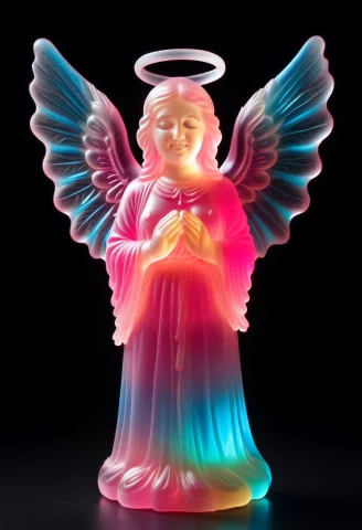 Gummymorph, A Macabre Angel Statue Made Of Translucent Gummy... — SDXL AI Prompt: gummymorph, a macabre angel statue made of translucent gummy candy, expressionle...