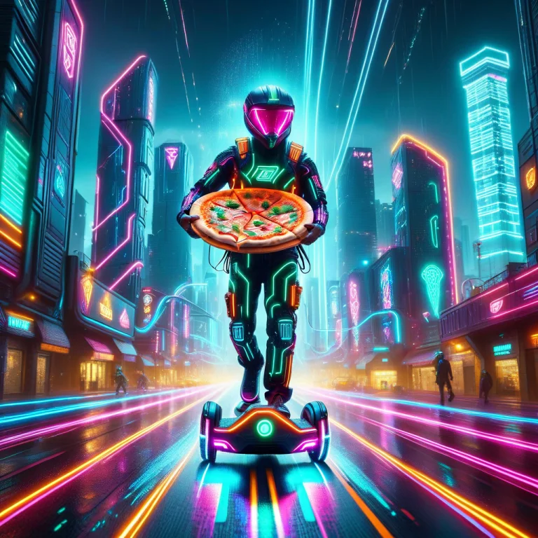 Led, Colorful Led Lights, A Futuristic Pizza Delivery Driver...