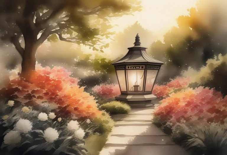 A Garden Where Flowers Bloom Into Small Flames, Ink Wash Pai...