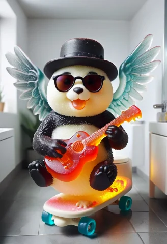 Masterpiece, Best Quality, Highres, Absurdres, Gummymorph, A... — SDXL AI Prompt: masterpiece, best quality, highres, absurdres, gummymorph, a panda with wings ma...