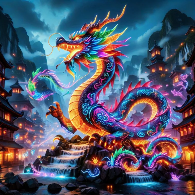 Masterpiece, Ultra Detailed, Dragon With Colorful Led Lights...