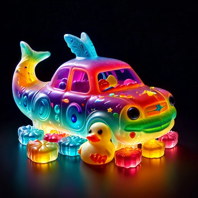 A Surreal, Entirely Edible Scene Made Of Vibrant Translucent...