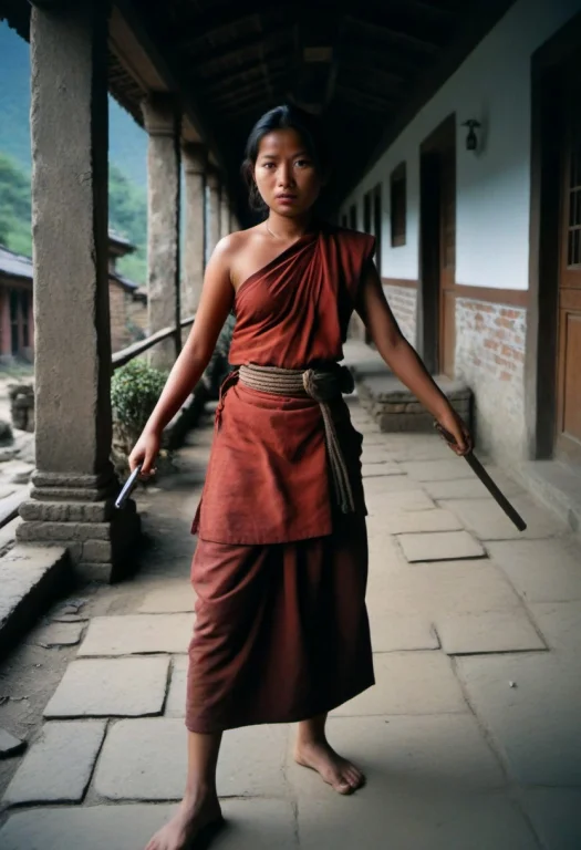 Nepali Girl Trains To Be A Combat Monk, Intricate Details, H...