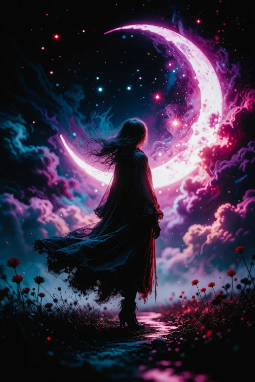 Digital Artwork Of A Mysterious, Dark Silhouette Standing Wi...