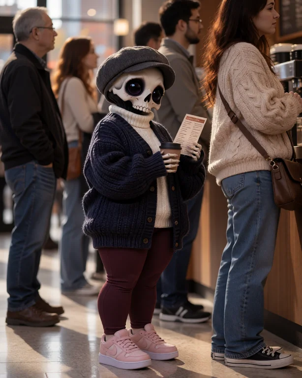 Thannielora Wearing An Oversized Navy Cardigan Over A White...