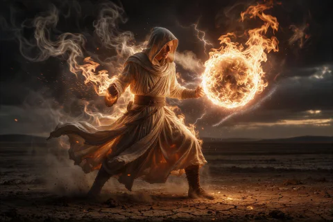 The Mages Hands Are Clenched Into Fists, Muscles Tensing As... — Stable Diffusion AI Prompt: The mage's hands are clenched into fists, muscles tensing as they channel the ra...