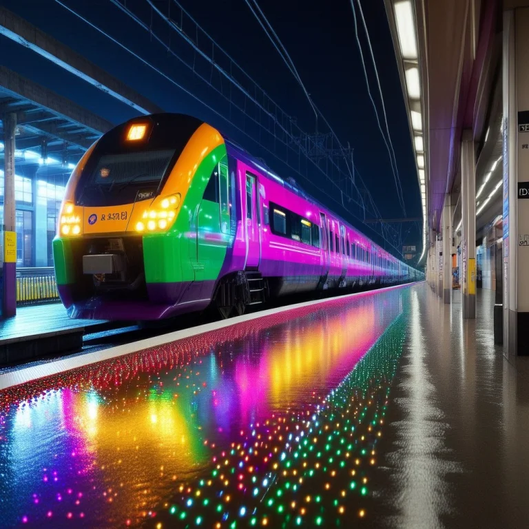 Led, Colorful Led Lights, Train, Arriving On The Station, Th...