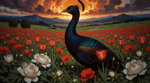 A Rich, Detailed Oil Painting Depicting A Majestic, Exotic B... — Stable Diffusion AI Prompt: A rich, detailed oil painting depicting a majestic, exotic bird with an elegant...