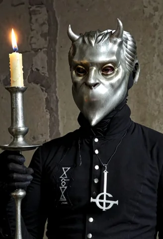 Loraghoulmask-mel-xl1 Ghoulmask, Holds A Candle — SDXL AI Prompt: GhoulMask, holds a candle